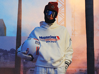 MONCLER X PALM ANGELS合作系列 全新系列以丰沛活力交织复古元素与澎湃激情，尽展复古赛车的燃情魅力