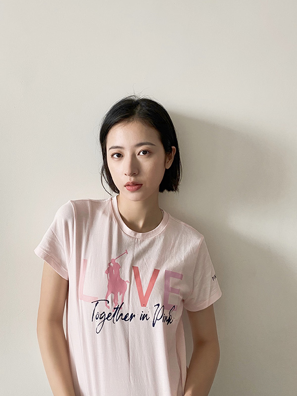 Zhou Yutong in Pink Pony T Shirt -1.jpg