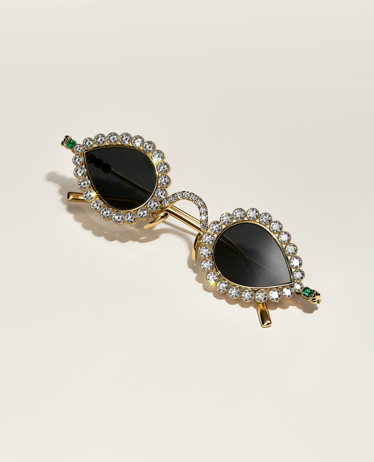 1. Tiffany & Co. 蒂芙尼18K黄金镶嵌钻石及祖母绿宝石定制款太阳眼镜.jpg