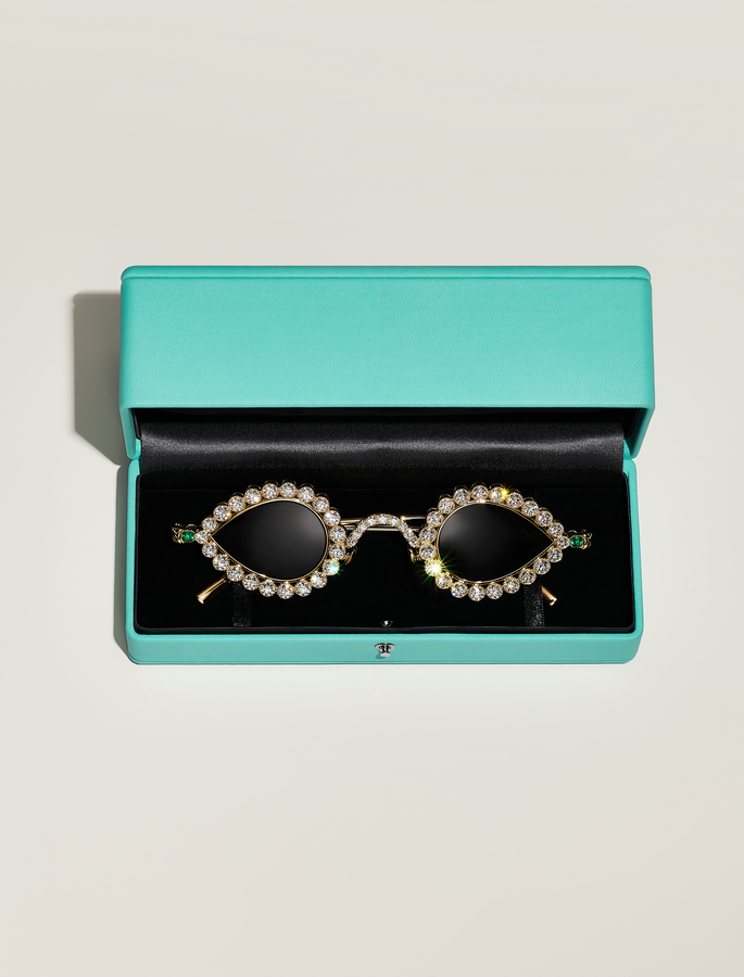 2. Tiffany & Co. 蒂芙尼18K黄金镶嵌钻石及祖母绿宝石定制款太阳眼镜.jpg