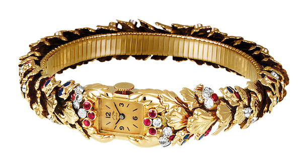 Oak leaves腕表，1951年 铂金，黄 K 金，蓝宝石，红宝石，钻石 Van Cleef & Arpels Collection.png